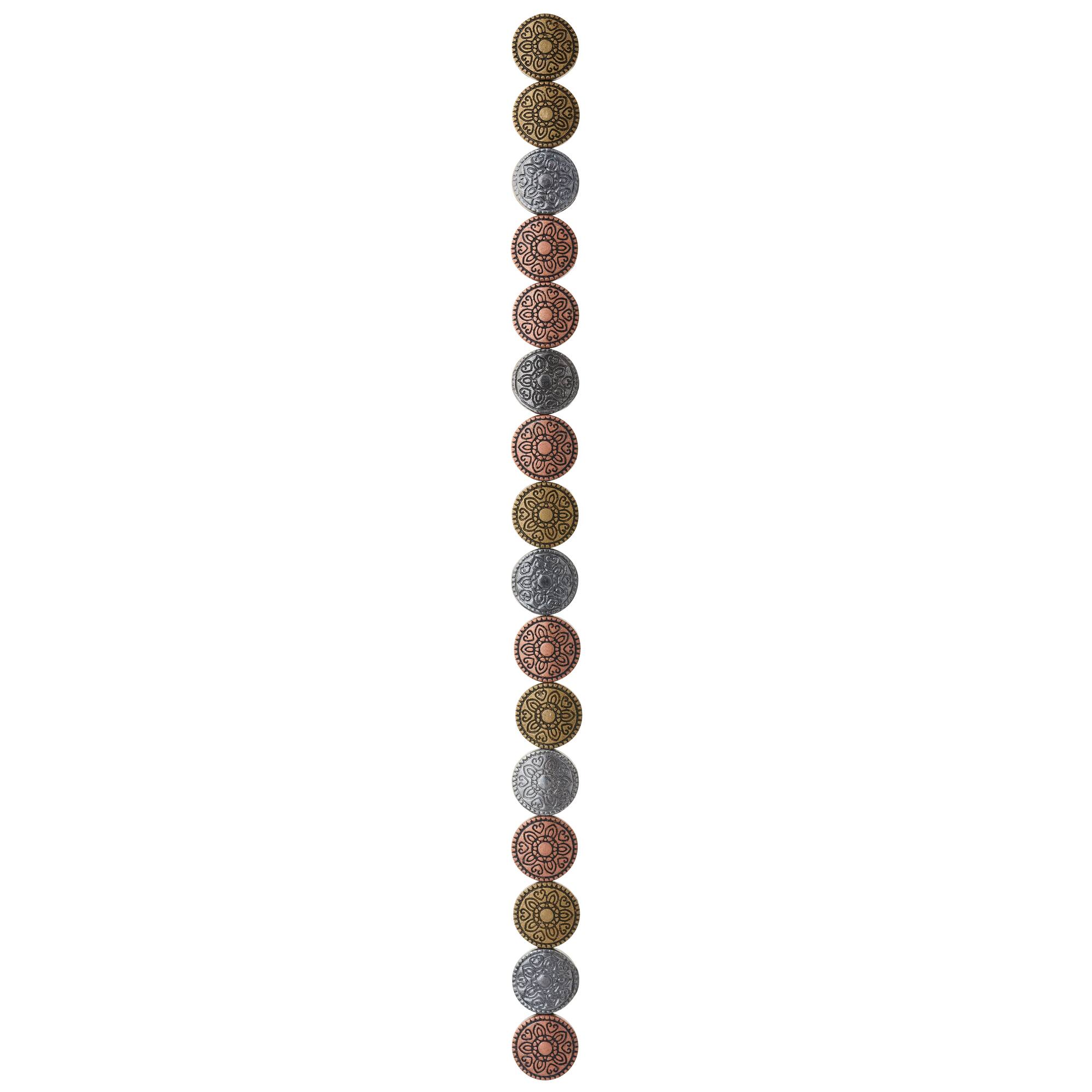 Carved Metal Round Beads, 10mm by Bead Landing™